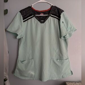 Dickies Mint and Charcoal V-Neck Scrub Top